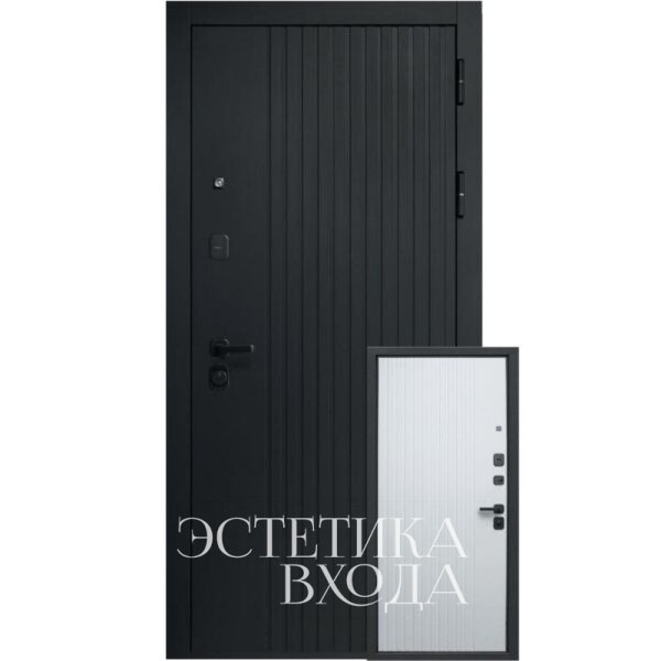 Входная дверь 9 см Вертикаль Сатин черный