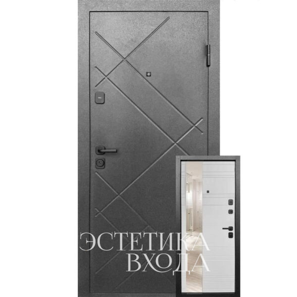 входная дверь 7см штамп букле графит зеркало купить недорогую входную дверь с зеркалом