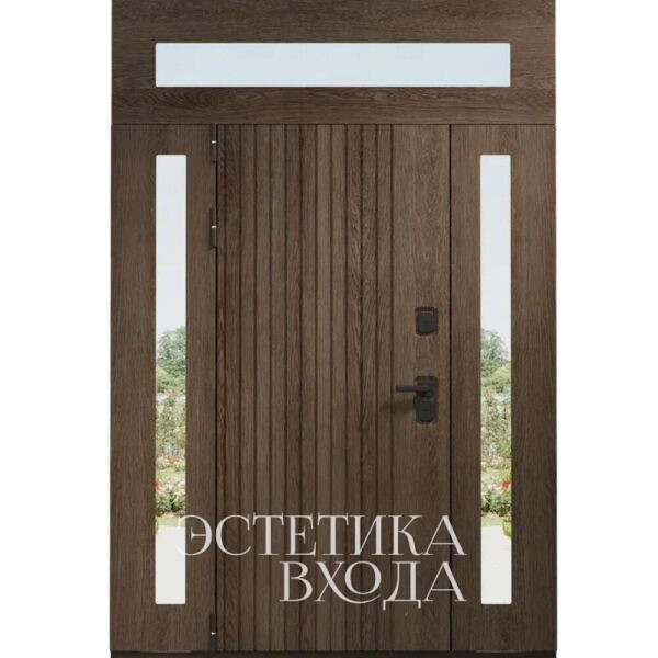 нестандартная входная дверь с фрамугой