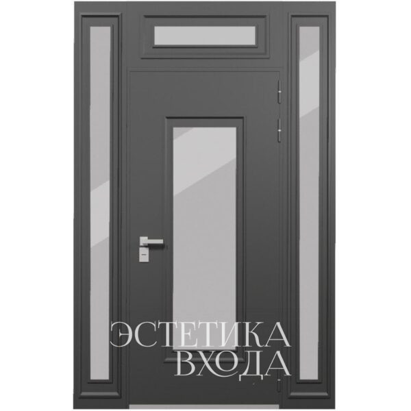 нестандартная входная дверь с фрамугой