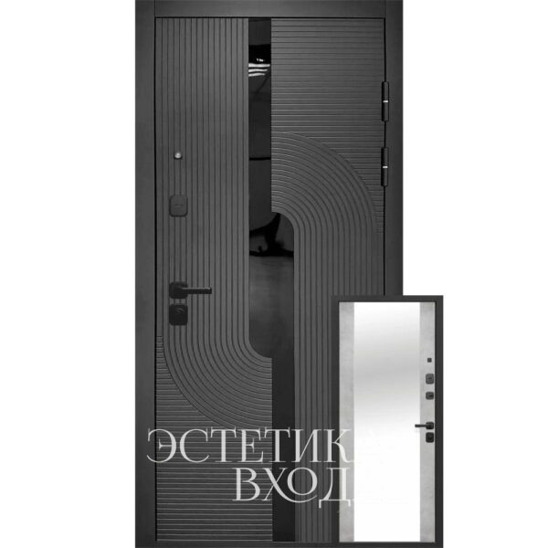 входная дверь 10см 2 мдф графит букле зеркало бетон снежный купить входную дверь с зеркалом Краснодар