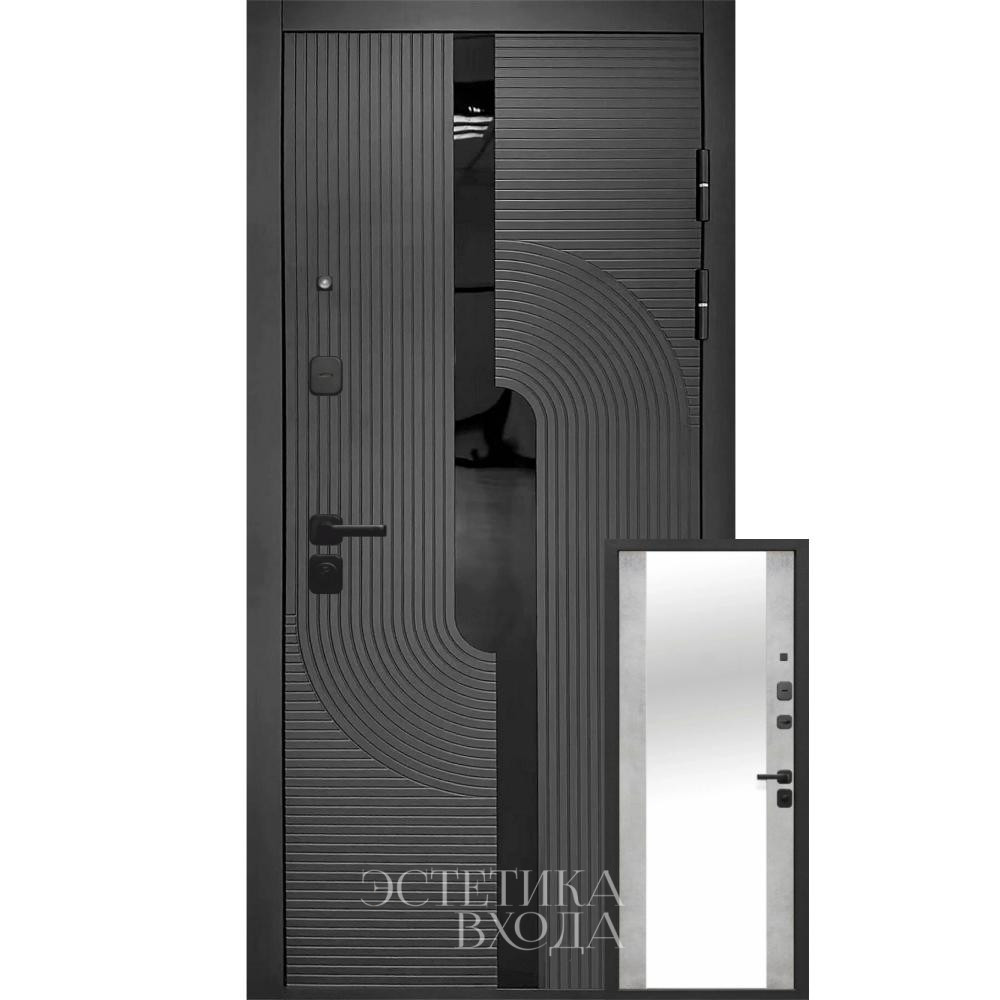 входная дверь 10см 2 мдф графит букле зеркало бетон снежный купить входную дверь с зеркалом Краснодар