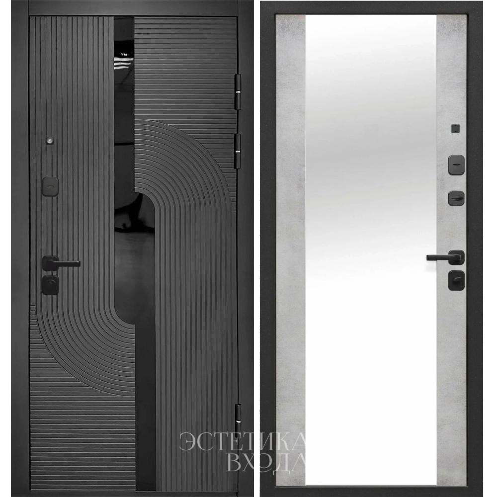 входная дверь 10см 2 мдф графит букле зеркало бетон снежный купить входную дверь с зеркалом Краснодар