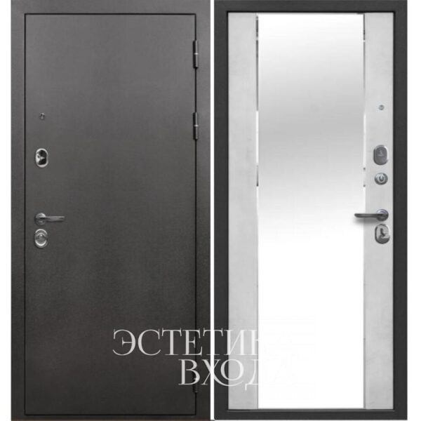 входная дверь 9см букле графит зеркало бетон снежный купить недорогую входную дверь с зеркалом Краснодар 1