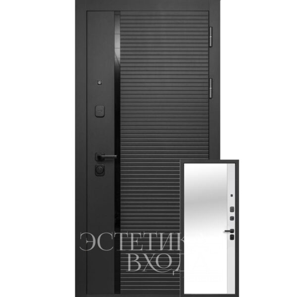 входная дверь 9см черное зеркало эмалит белый