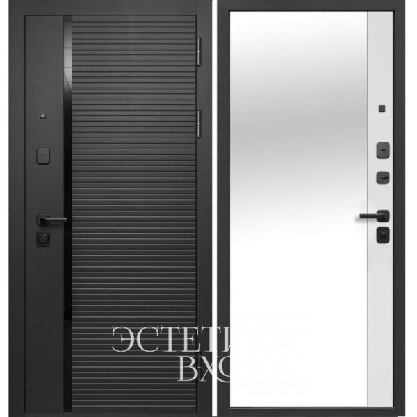 входная дверь 9см черное зеркало эмалит белый
