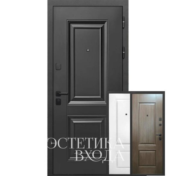 входная дверь 9см муар черный 2 квадрата купить входную дверь в Краснодаре