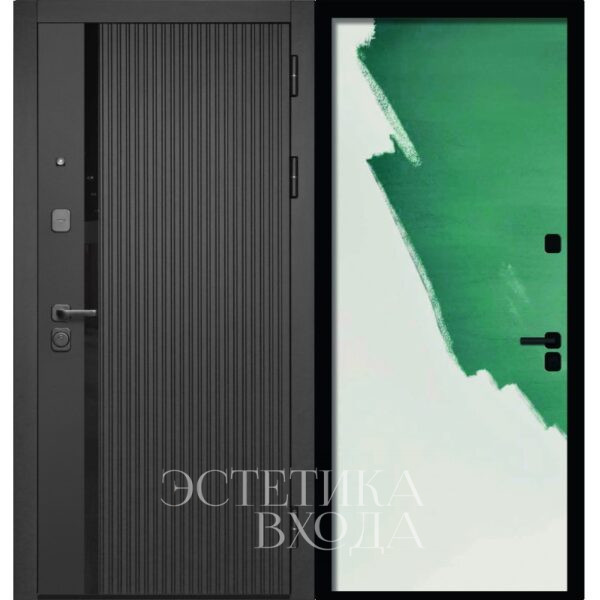 Входная дверь Вектор Черный со сменной панелью_