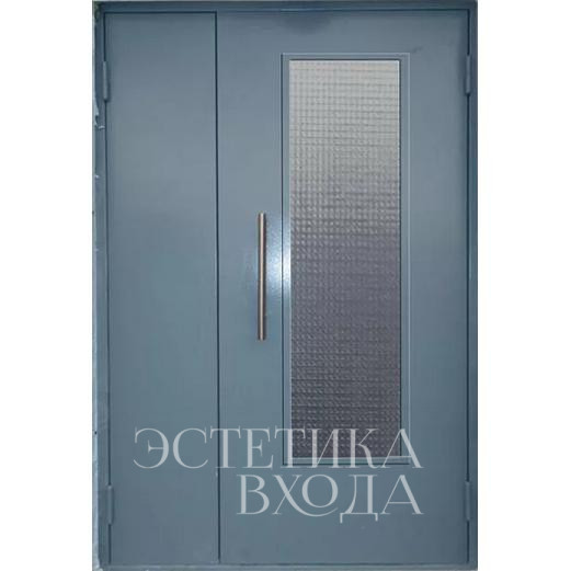 Двухстворчатая подъездная дверь со стеклом